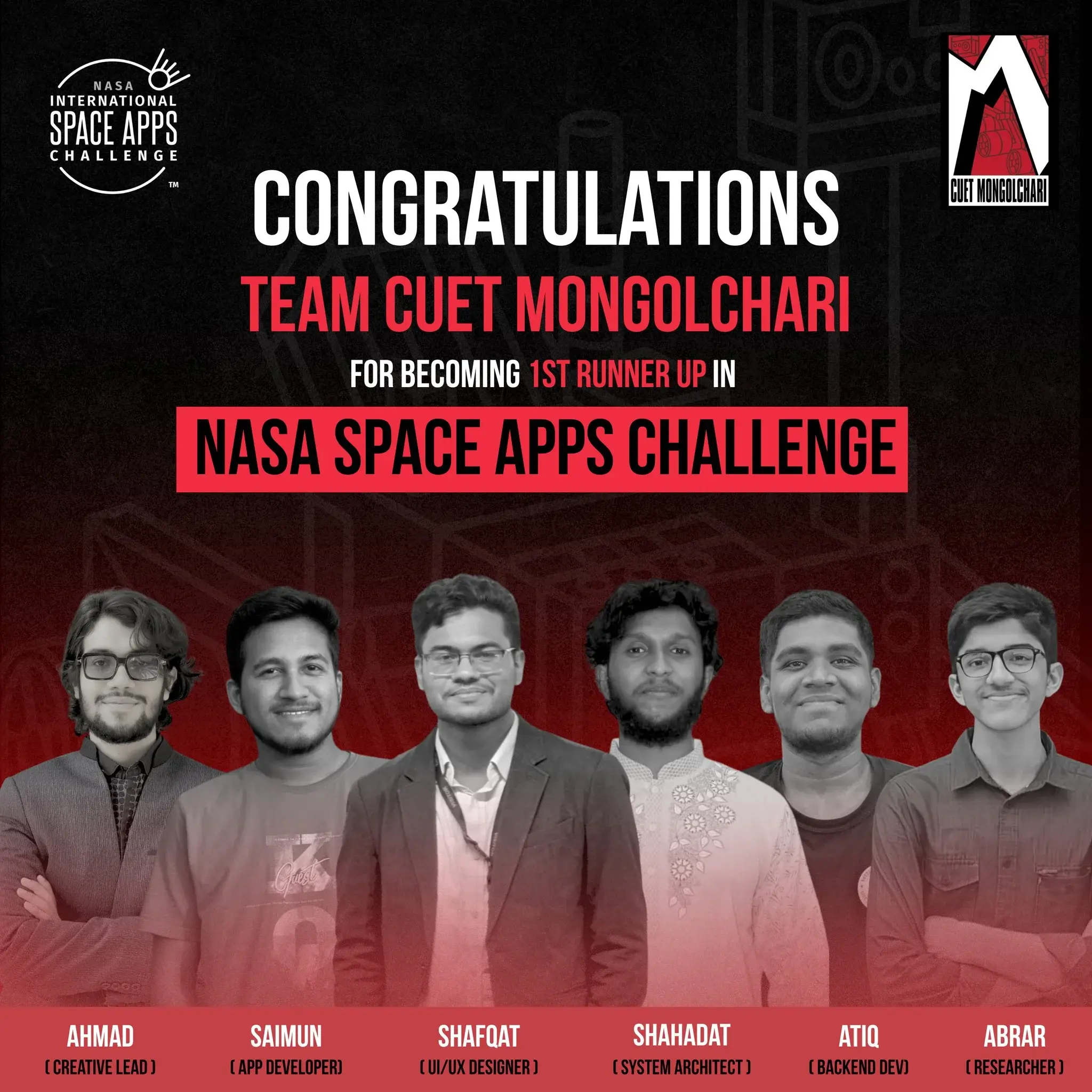 1 Runner Up NASA Space Apps Challenge